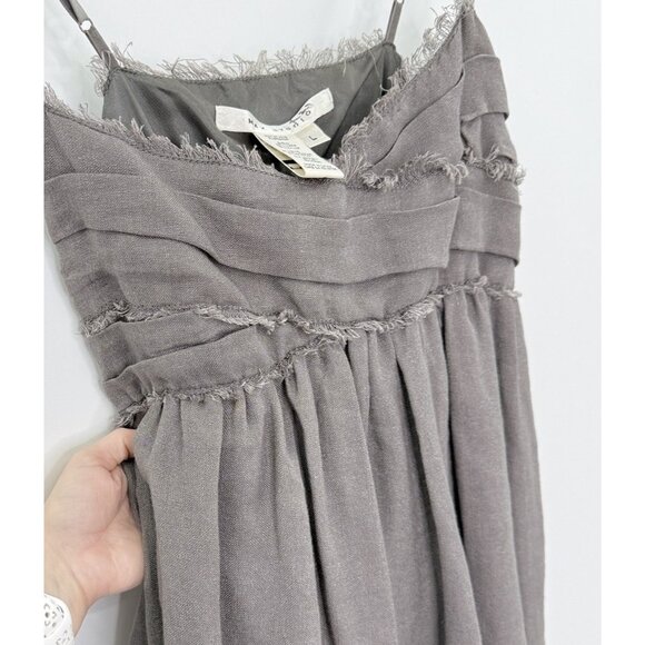 Max Studio Linen Nylon Blend Babydoll Dress Sz L‎ Frayed Edge Boho Y2K Vibes - Picture 6 of 11